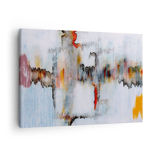 Tablou pe pânză Canvas - Model abstract cu culori vii pe un fundal deschis - 70x50cm - Cu bățul pe apă - Decorațiune modernă pentru perete pentru living și dormitor ARTTOR