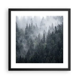 Poster în ramă neagră - Zori de pădure - 40x40 cm