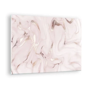 Tablou pe sticlă - Model abstract de marmură aurie roz - 70x50cm - În nebunia roz - Decorațiune modernă pentru perete pentru living și dormitor ARTTOR
