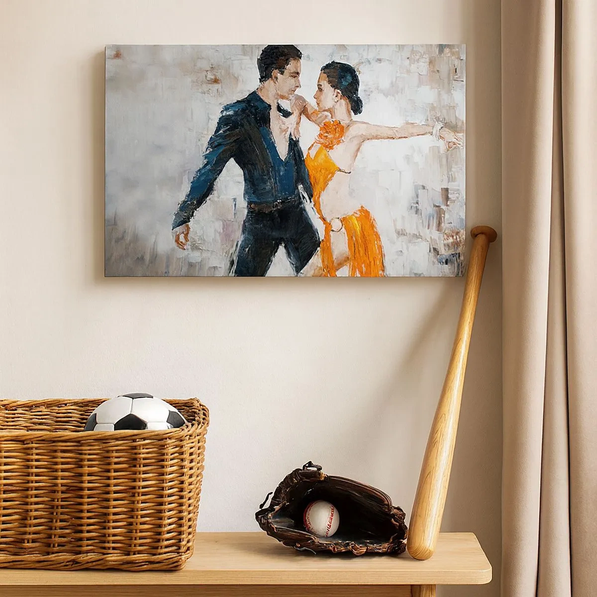 Tablou pe pânză Canvas - Un cuplu dinamic care dansează în stil latino-american. - 70x50cm - Dirty dancing - Decorațiune modernă pentru perete pentru living și dormitor ARTTOR