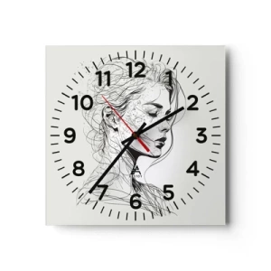 Ceas de perete - Ceas pe sticlă - Desenată cu linii - 40x40 cm
