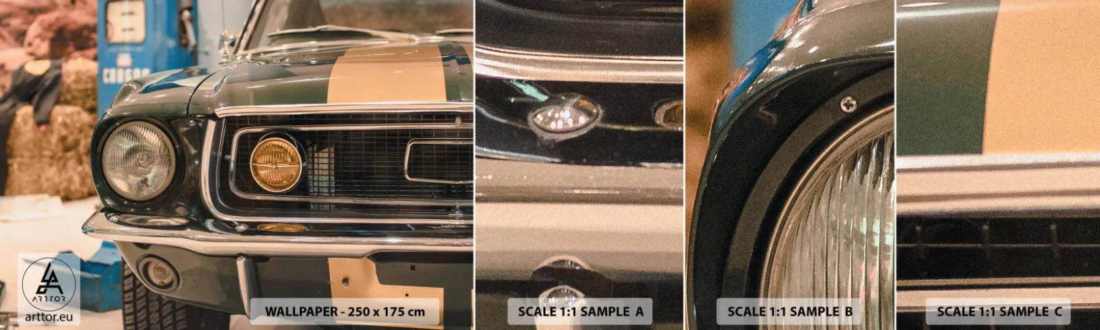 Mostră tapet autocolant Deluxe Sticker - Întâlnire cu o legendă - Mașină, Automobile, Oldschool - 100x30 cm