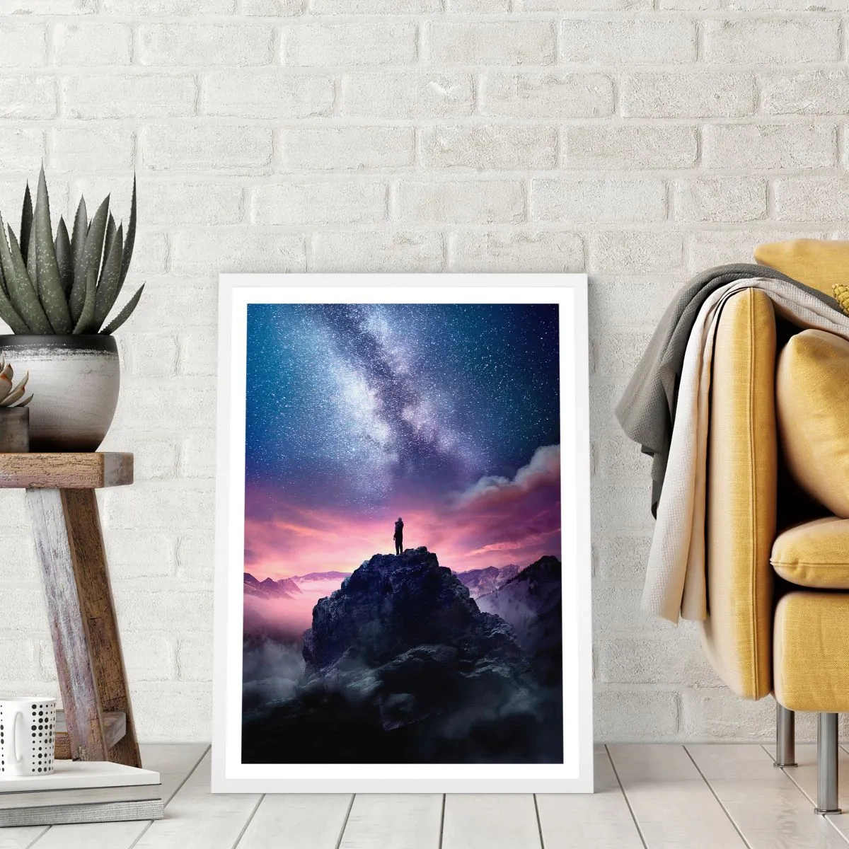 Poster în ramă albă - Și a simțit viața - 70x100 cm