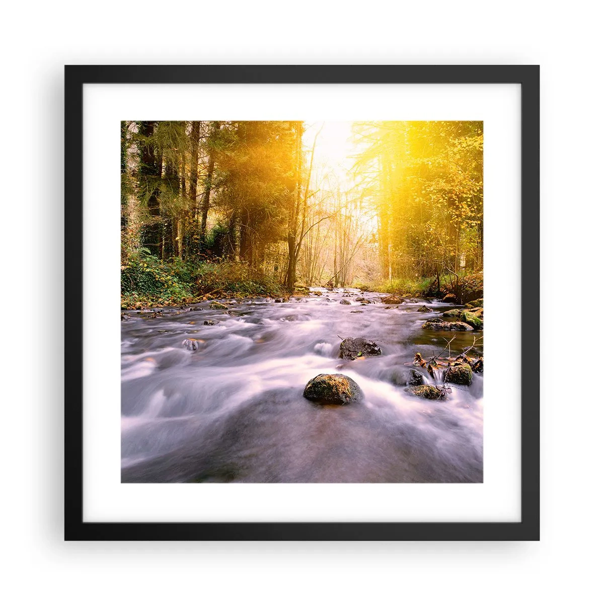 Poster în ramă neagră - Malachit în rame de argint și aur - 40x40 cm