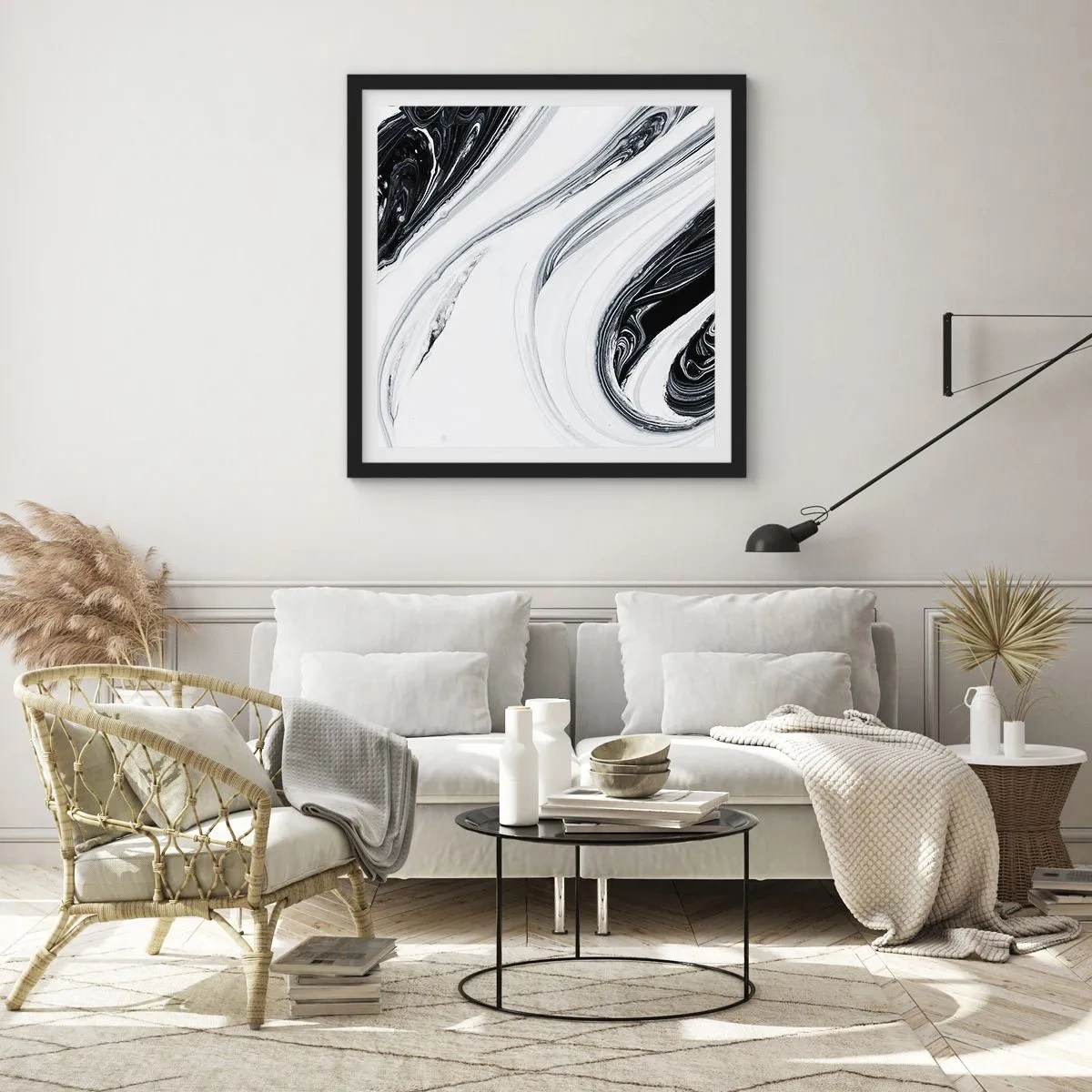 Poster în ramă neagră - Combinație de contrarii - 50x50 cm