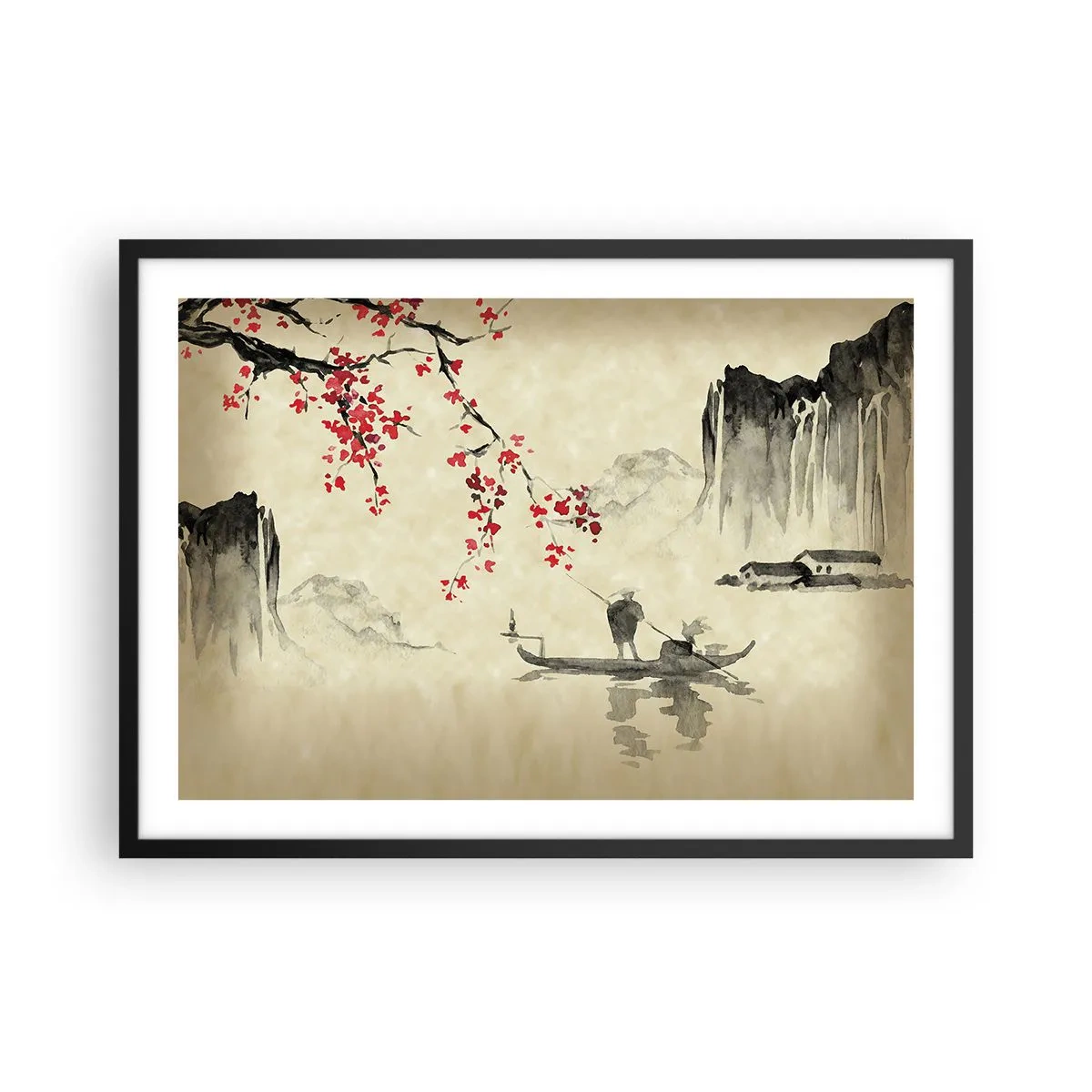 Poster în ramă neagră - În țara florilor de cireș - 70x50 cm