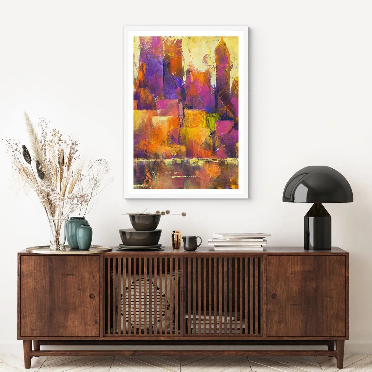 Poster în ramă albă - Compoziția metropolitană - 70x100 cm