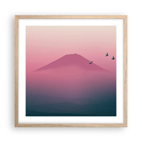 Poster în ramă de stejar deschis - Călători deasupra norilor - 50x50 cm