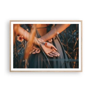 Poster în ramă de stejar deschis - Legată de natură - 100x70 cm
