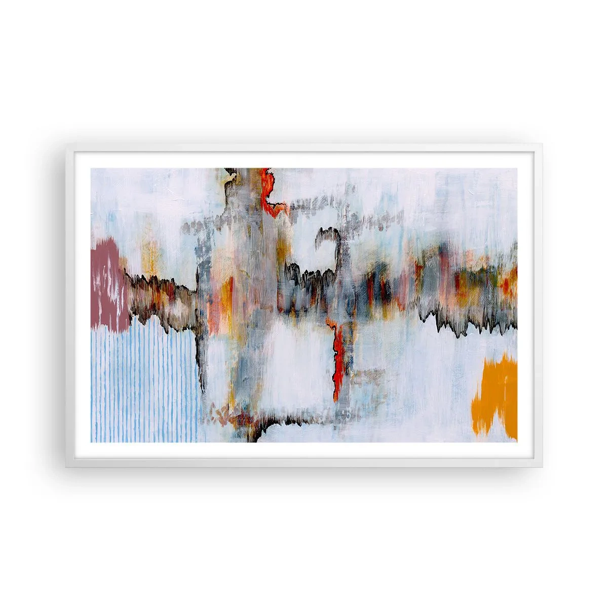 Poster în ramă albă - Cu bățul pe apă - 91x61 cm