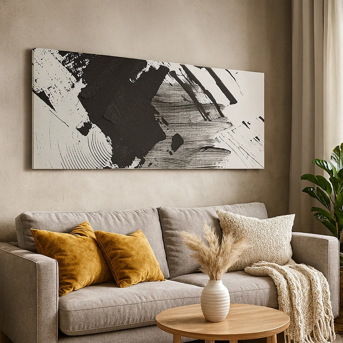 Tablou pe pânză - Abstracție - expresie de negru - 30x30 cm