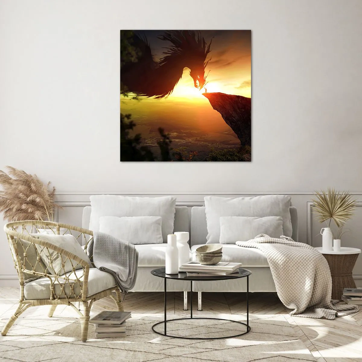 Tablou pe sticlă - Vânător de dragoni - 60x60 cm