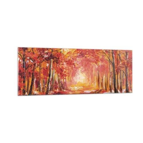 Tablou pe sticlă - Pădurea de cupru - 140x50 cm