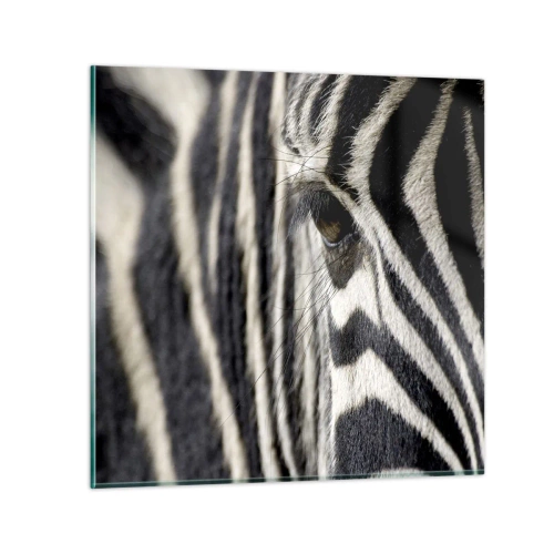 Tablou pe sticlă - Portret cu dungi - 30x30 cm