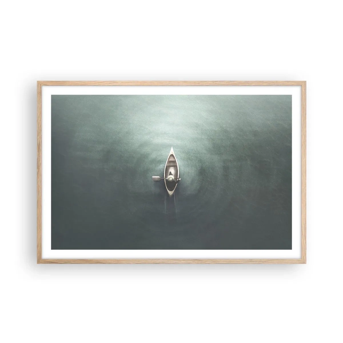 Poster în ramă de stejar deschis - Peste lacul luminat de lună - 91x61 cm