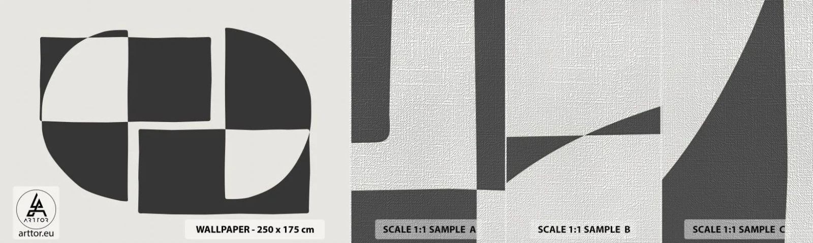 Mostră tapet Premium Canvas - Antiteză - sinteză - Abstracția, Bucată, alb-negru - 100x30 cm