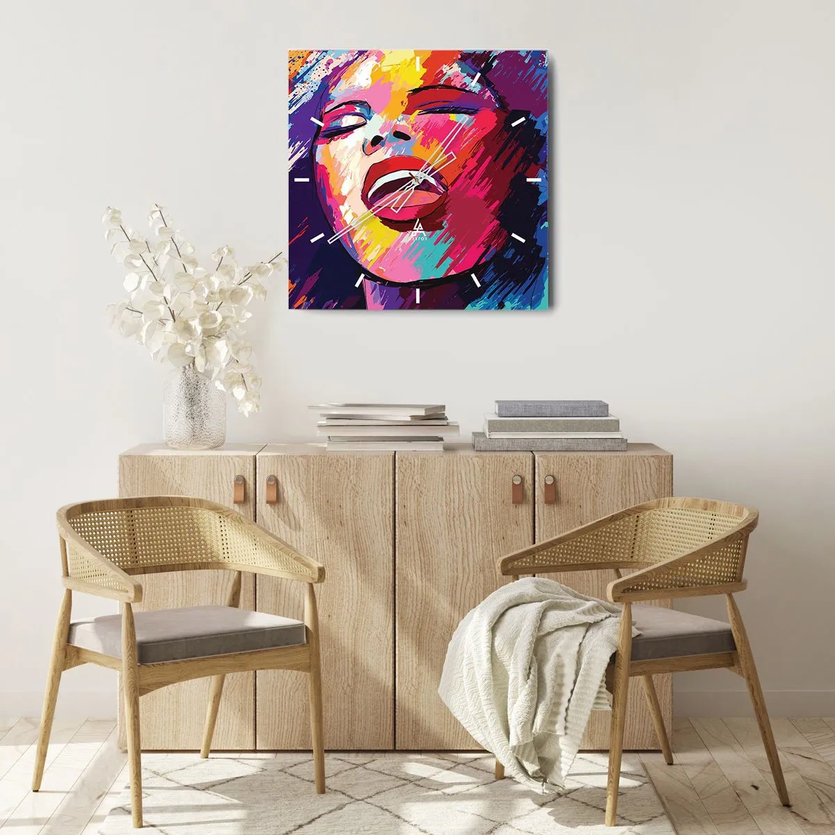 Ceas de perete - Ceas pe sticlă - Cântă toată viața - 30x30 cm