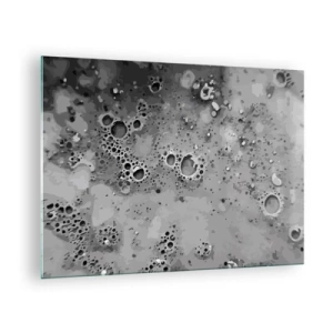 Tablou pe sticlă - Un model abstract care seamănă cu suprafața lunii în nuanțe de gri. - 70x50cm - Ca un peisaj lunar - Decorațiune modernă pentru perete pentru living și dormitor ARTTOR