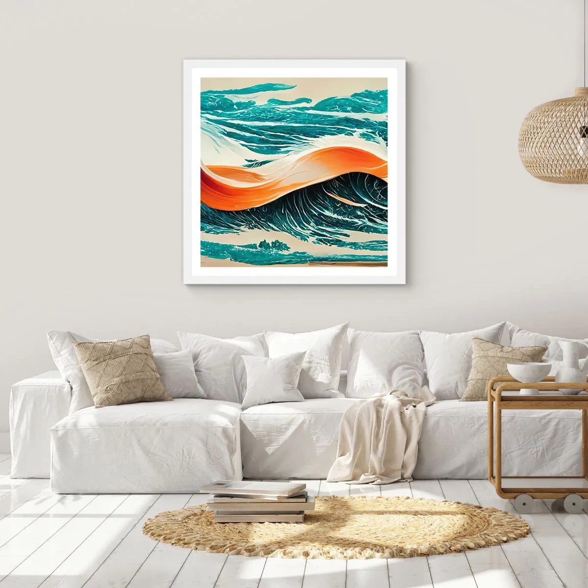 Poster în ramă albă - Visul unui surfer - 60x60 cm