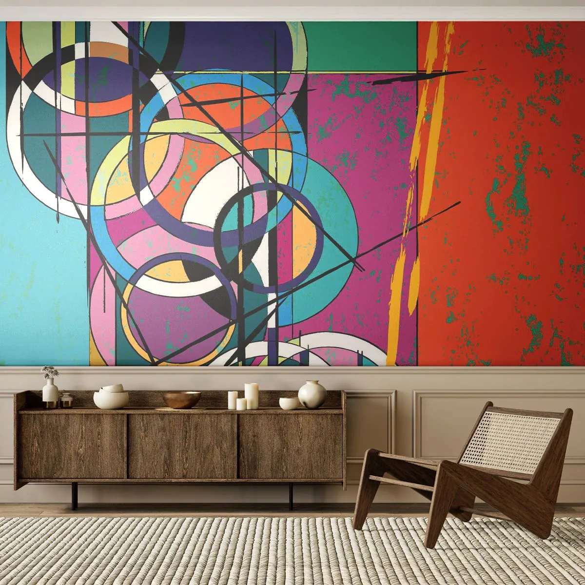 Tapet Autoadeziv Deluxe Sticker - Roată cu roată - Abstracția, Bucată, Grafică - 250x175 cm