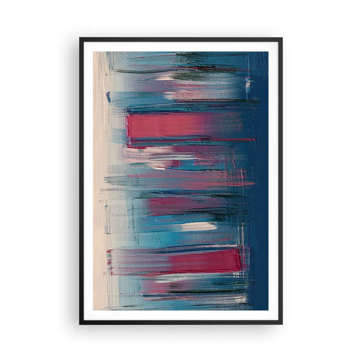 Poster în ramă neagră - Compoziție verticală în albastru și roșu - 70x100 cm