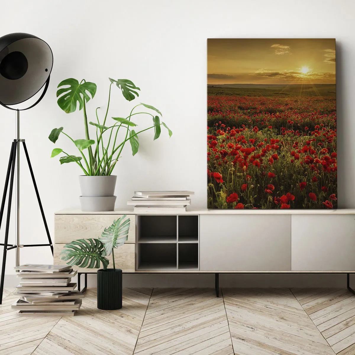Tablou pe pânză - Printre valuri de pajiști care zumzăie, printre potop de flori - 45x80 cm