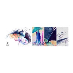Mostră tapet Premium Sand - Plimbare în ploaie - Abstracția, Umbrelă, Arhitectură - 100x30 cm