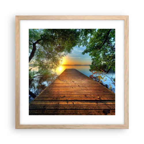 Poster în ramă de stejar deschis - Nu te grăbi, stai jos - 40x40 cm