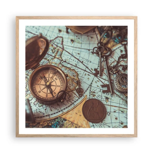 Poster în ramă de stejar deschis - Pentru aventurierul din tine - 60x60 cm