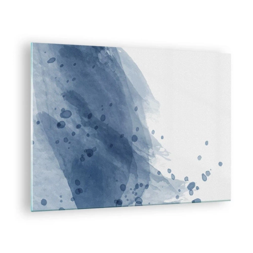 Tablou pe sticlă - Pată de acuarelă în nuanțe de albastru - 70x50cm - Tul albastru - Decorațiune modernă pentru perete pentru living și dormitor ARTTOR