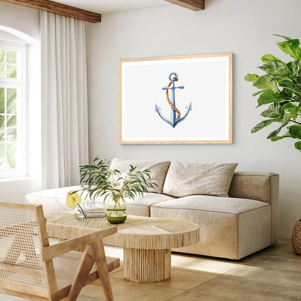Poster în ramă de stejar deschis - Ahoy aventura! - 40x30 cm