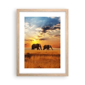 Poster în ramă de stejar deschis - Plimbare în familie - 30x40 cm