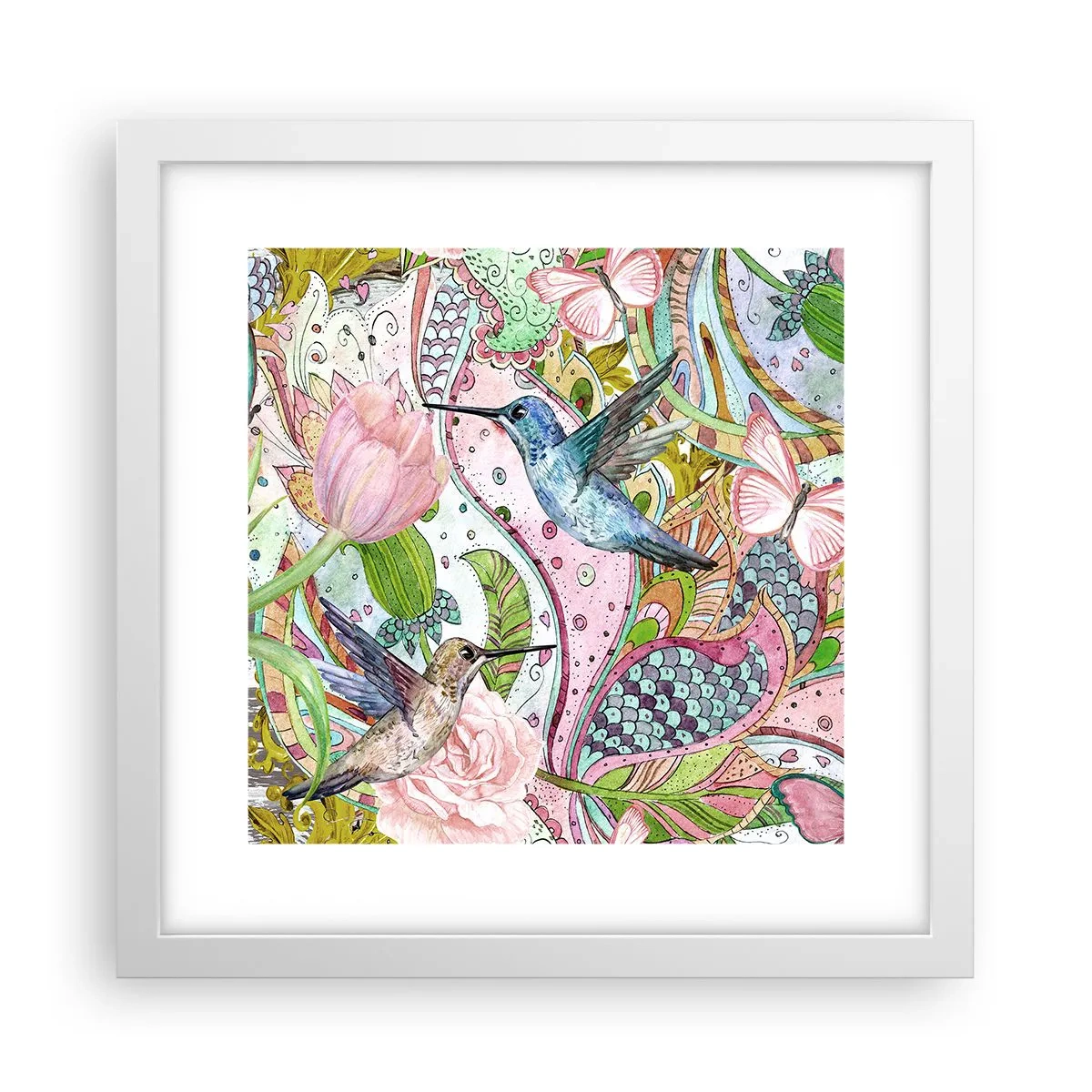 Poster în ramă albă - Încurcat în viță de vie - 30x30 cm