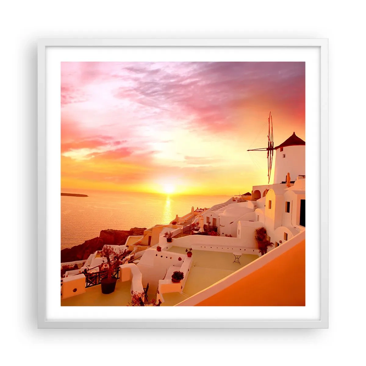 Poster în ramă albă - Dizolvându-se în alb și auriu - 60x60 cm