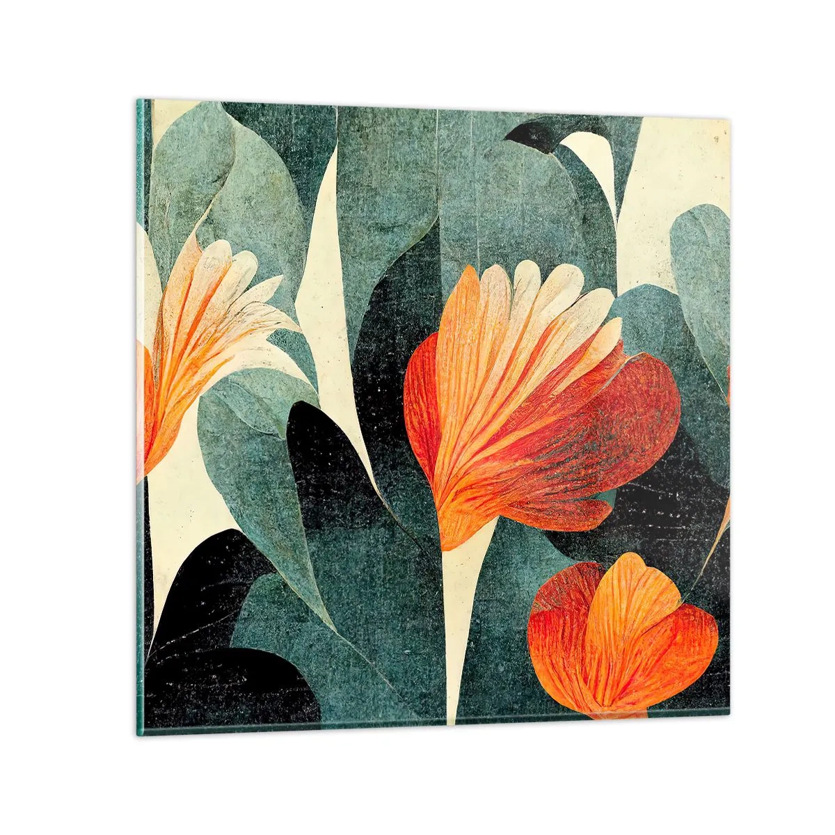 Tablou pe sticlă - Căldura de la tropice și răcoarea verdeței - 40x40 cm