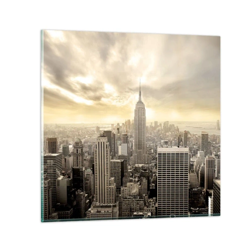Tablou pe sticlă - New York țesut din gri - 30x30 cm