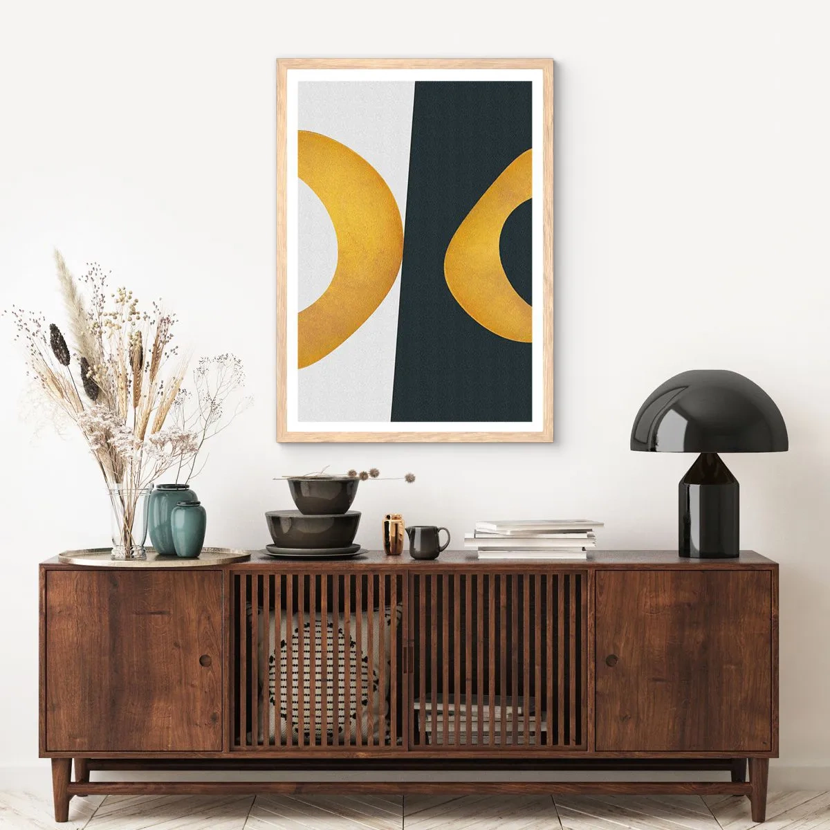 Poster în ramă de stejar deschis - În primul rând: aurul - 70x100 cm