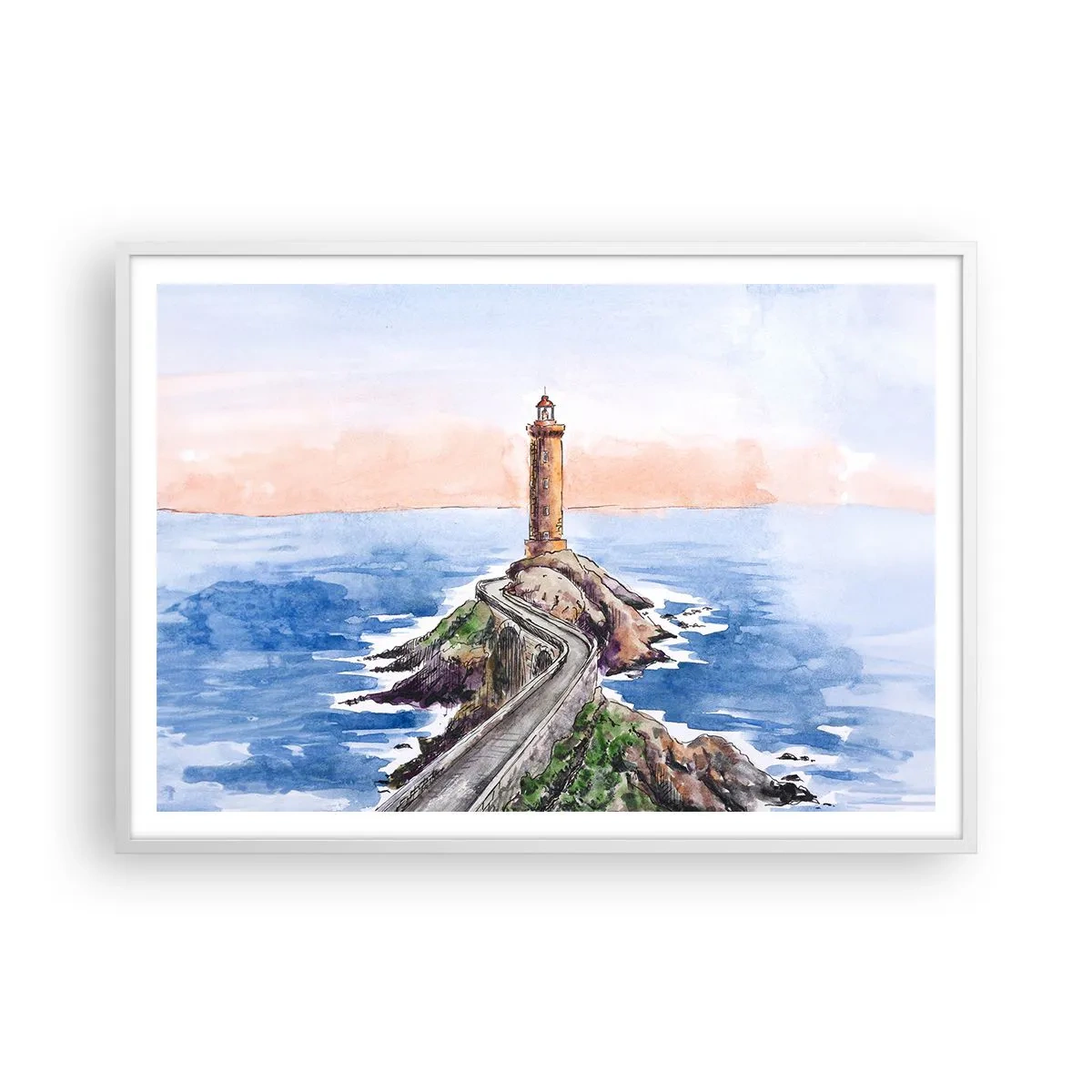 Poster în ramă albă - Cu fața la mare - 100x70 cm