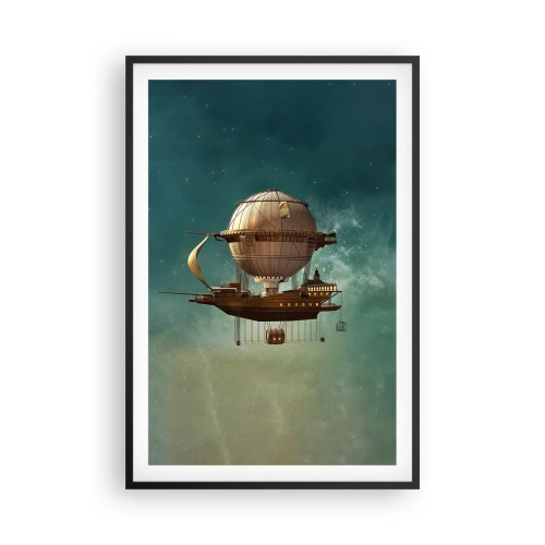 Poster în ramă neagră - Jules Verne vă transmite salutări - 61x91 cm