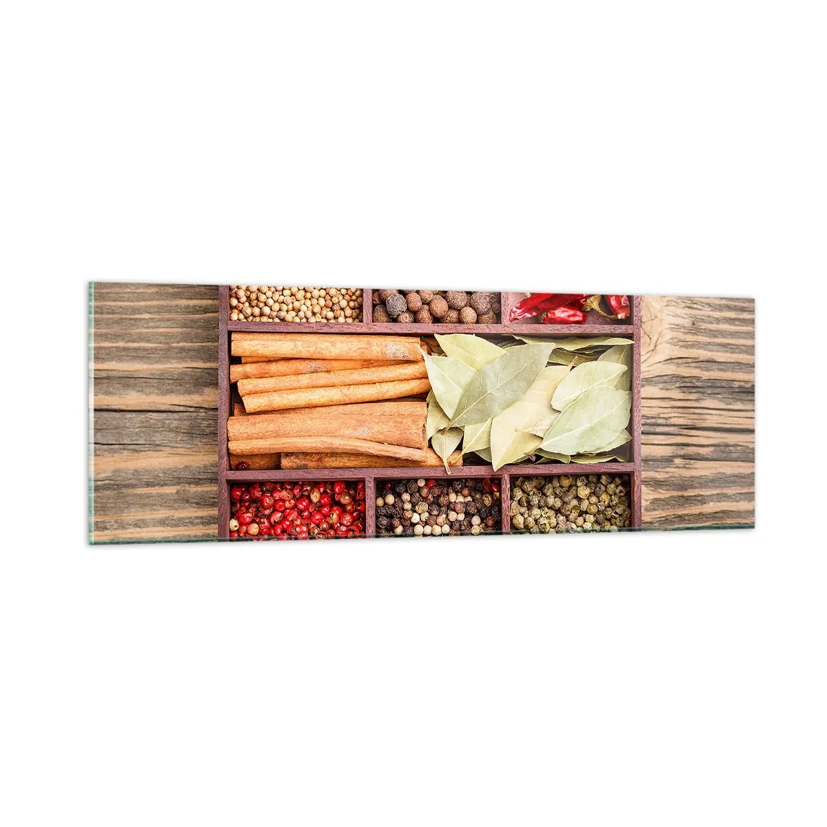 Tablou pe sticlă - Ordine de forme, buchet de arome - 90x30 cm