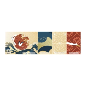 Mostră de Tapet Standard Eco - O fabulă japoneză - Stârc, Pasăre, Abstracția - 100x30 cm
