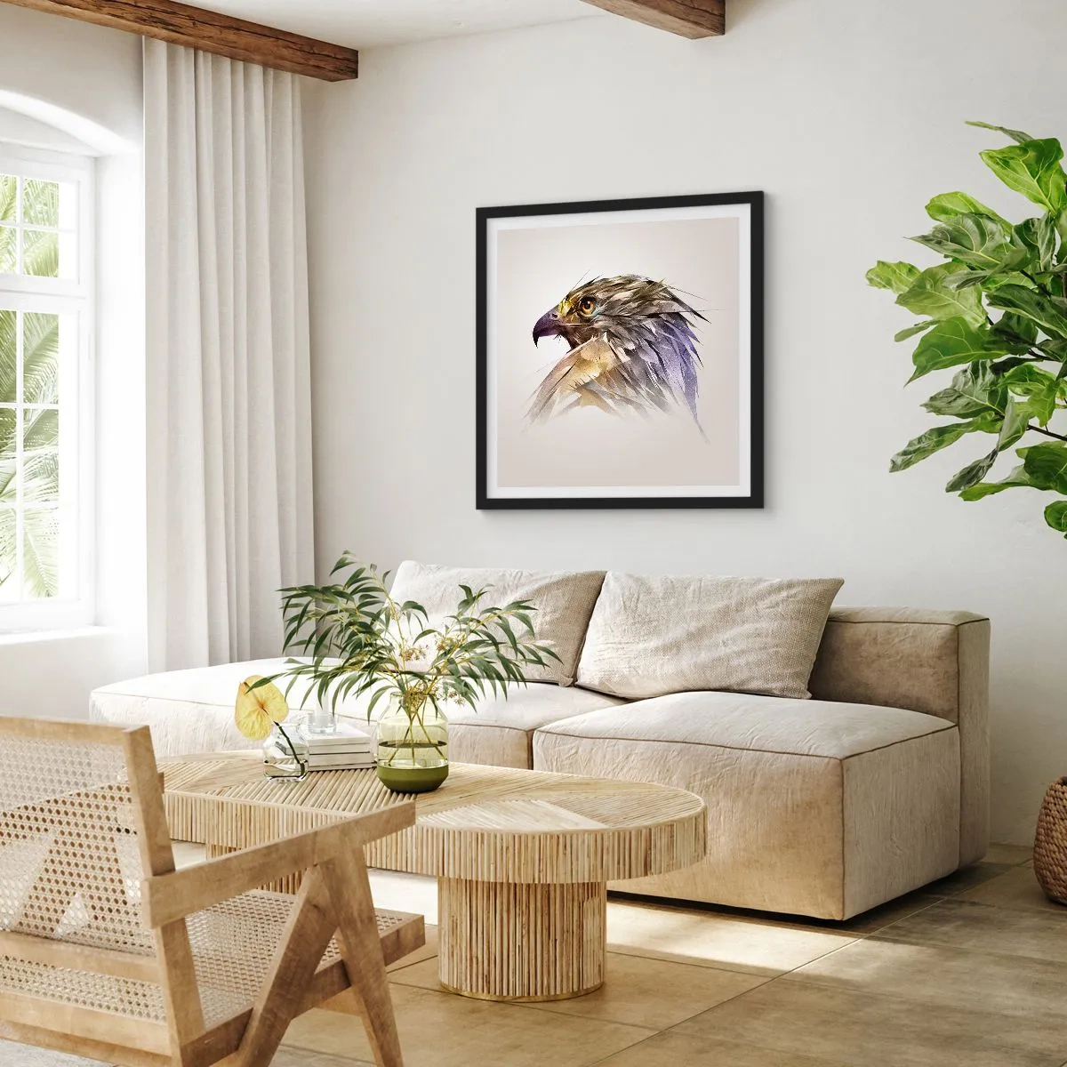 Poster în ramă neagră - Portretul unui războinic - 40x40 cm