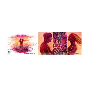 Mostră tapet autocolant Deluxe Sticker - De o singură inimă! Am nevoie de atât de puțin.. - Abstracția, Un cuplu de îndrăgostiți, Pup - 100x30 cm