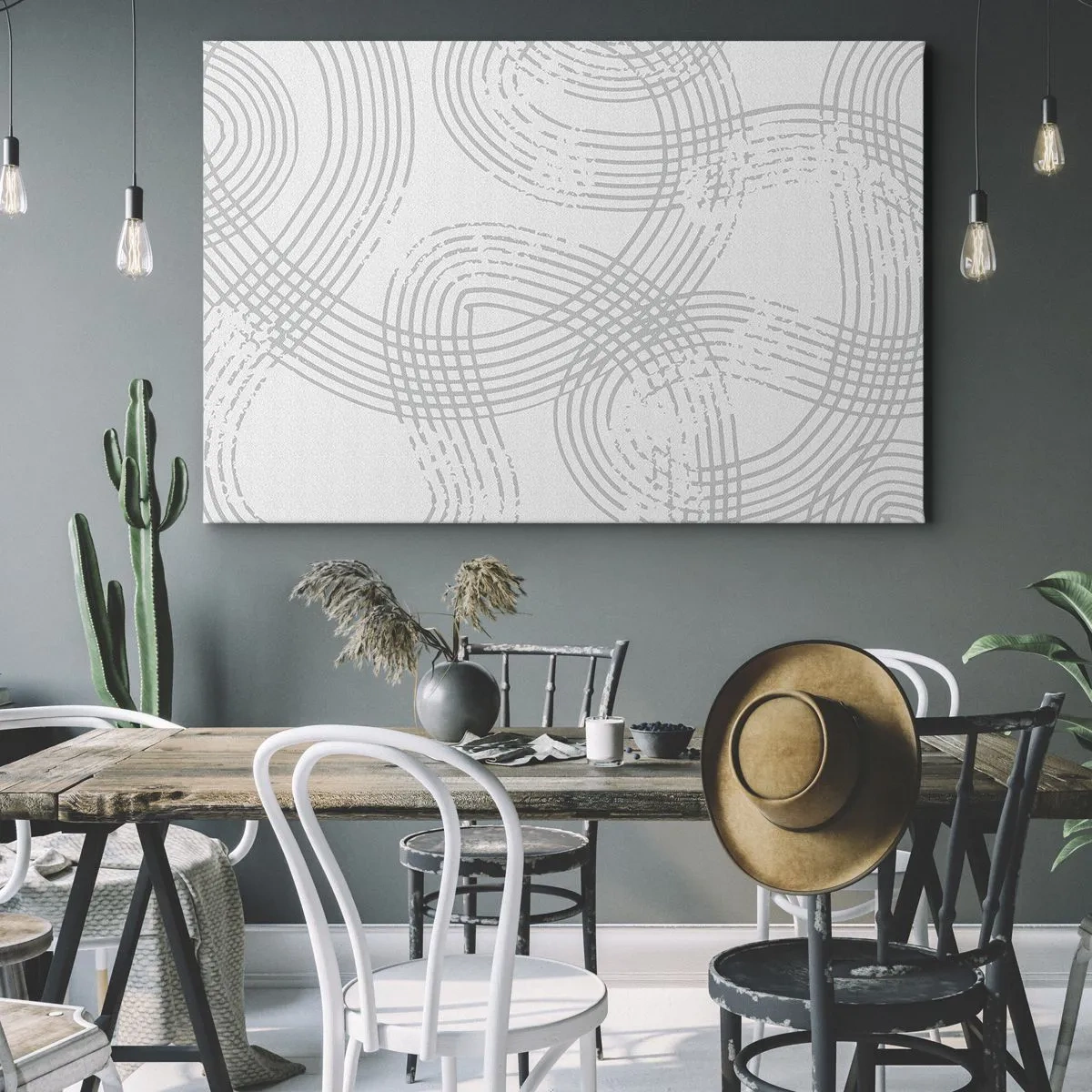 Tablou pe pânză Canvas - Un model subtil cu linii împletite în nuanțe deschise - 70x50cm - Nu există o cale ușoară - Decorațiune modernă pentru perete pentru living și dormitor ARTTOR