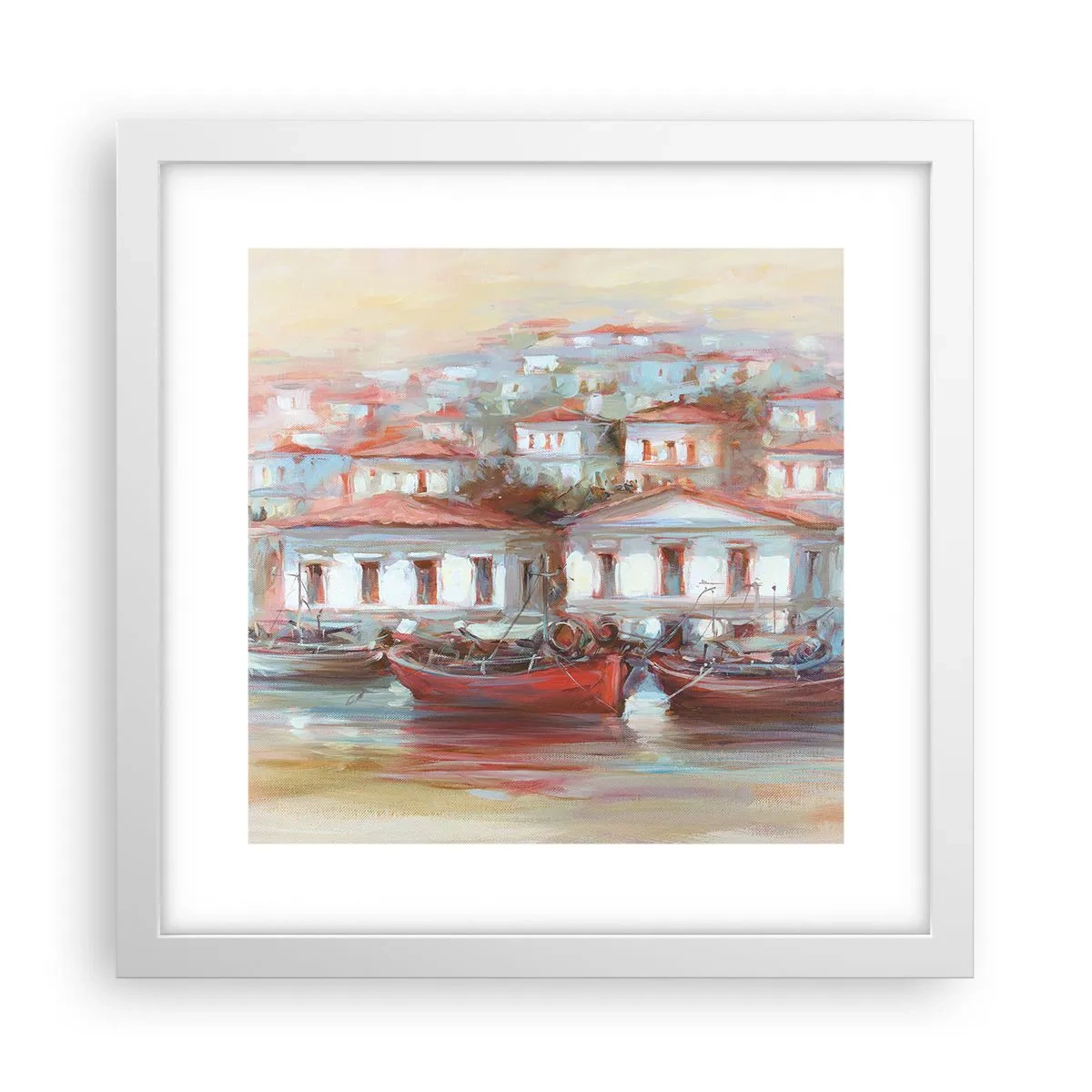 Poster în ramă albă - Orășel fericit - 30x30 cm