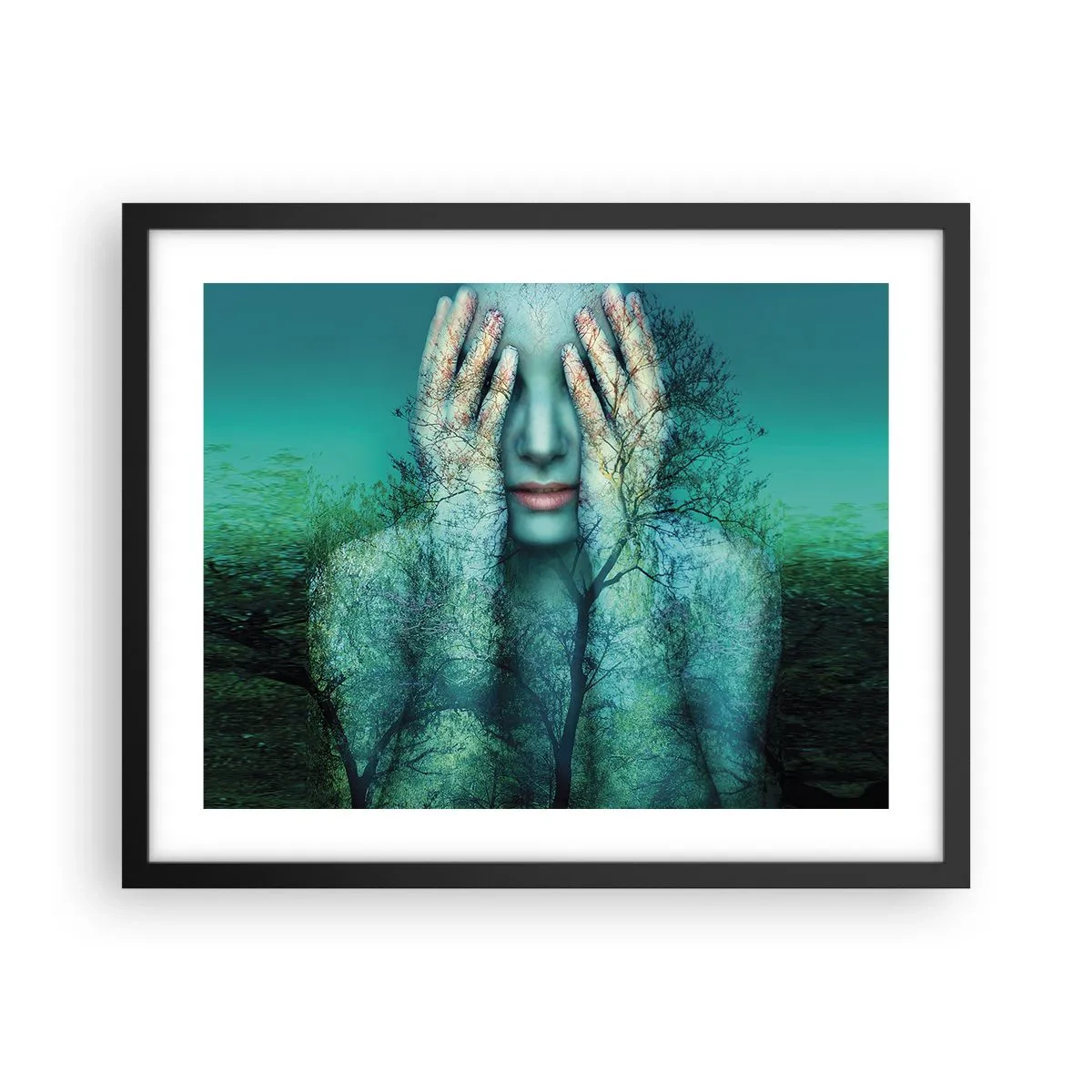Poster în ramă neagră - Scufundată în albastru - 50x40 cm