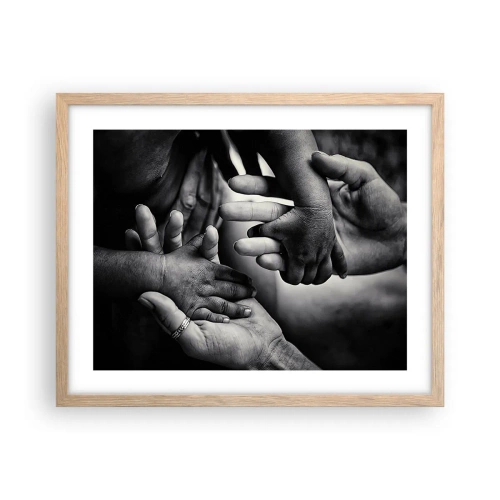 Poster în ramă de stejar deschis - A fi om - 50x40 cm