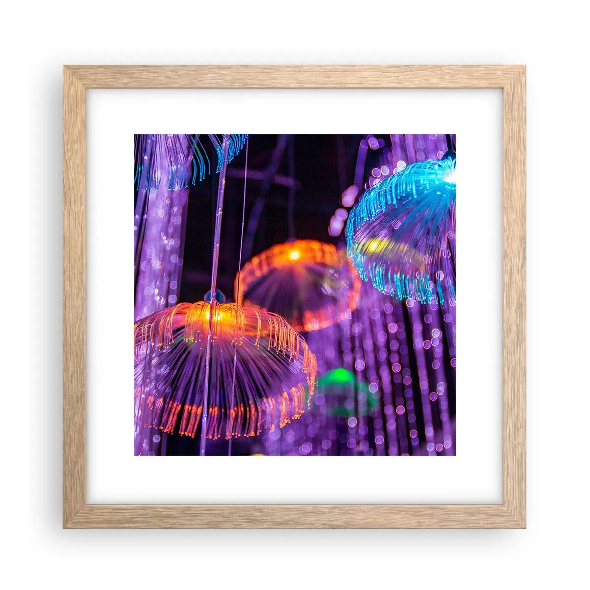 Poster în ramă de stejar deschis - Fântână de lumină - 30x30 cm