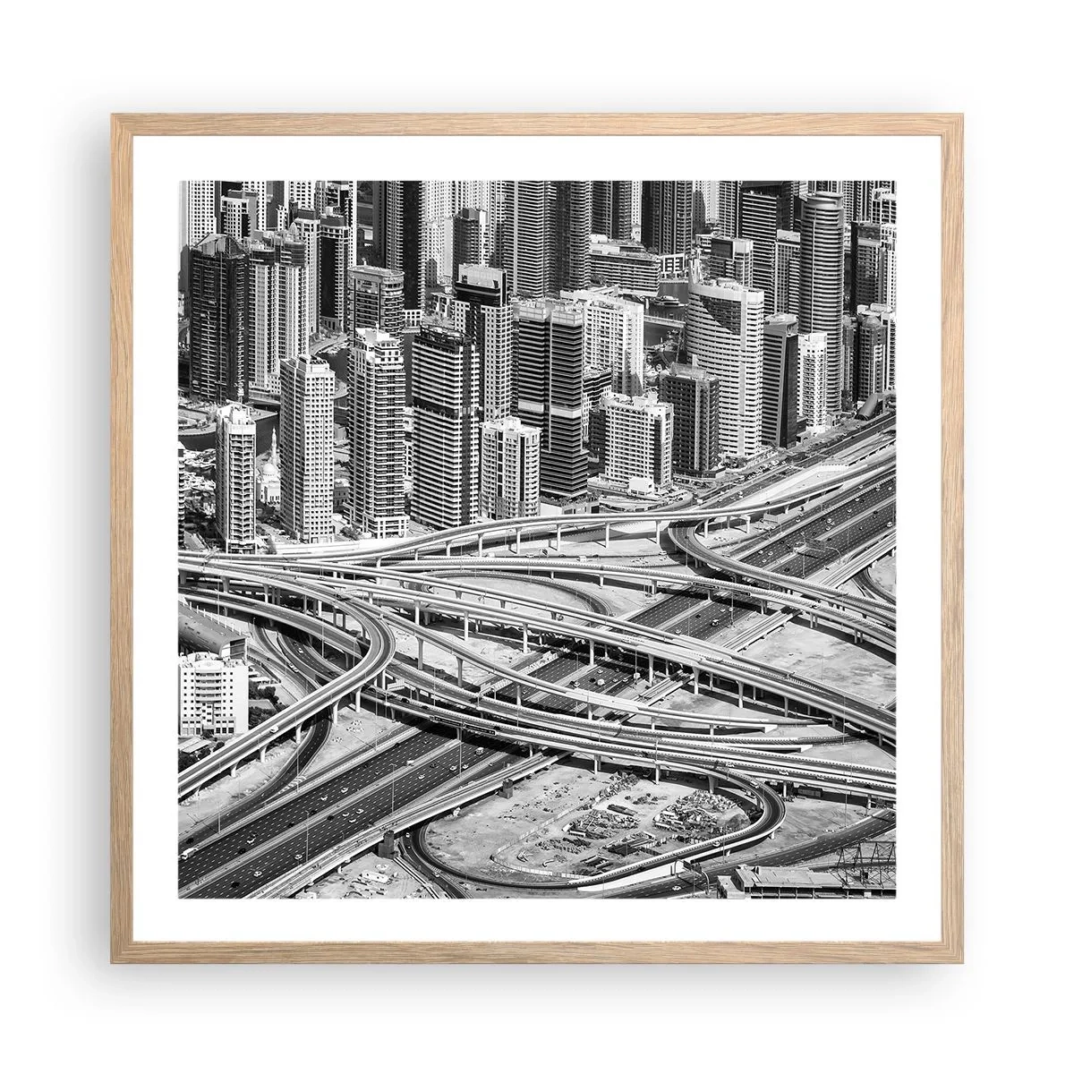 Poster în ramă de stejar deschis - Dubai - orașul imposibil - 60x60 cm