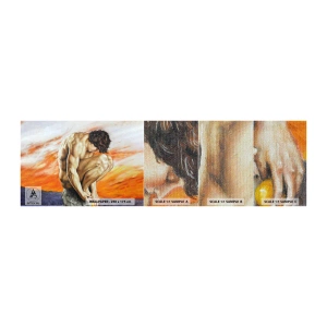 Mostră tapet Premium Canvas - Ascultându-se pe sine - Corp, Om, Statuie - 100x30 cm